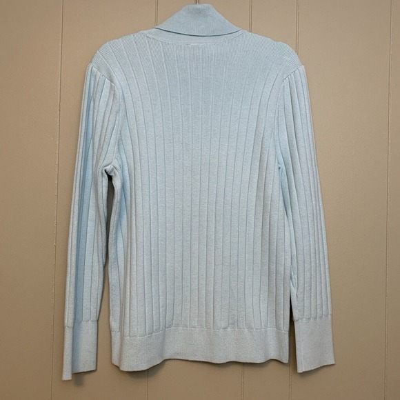 Talbots Ribbed Knit Turtleneck Classic Sweater Womens XL Blue Cotton Stretch NWT - Picture 4 of 8